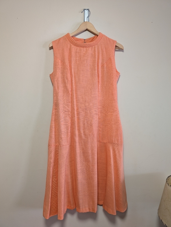 Handmade Dresses & Skirts - Vintage Handmade Linen Cotton Dress Peach Sleeveless Midi M